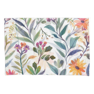 Colourful Wildflowers   Beautiful Floral Watercolo Pillowcase