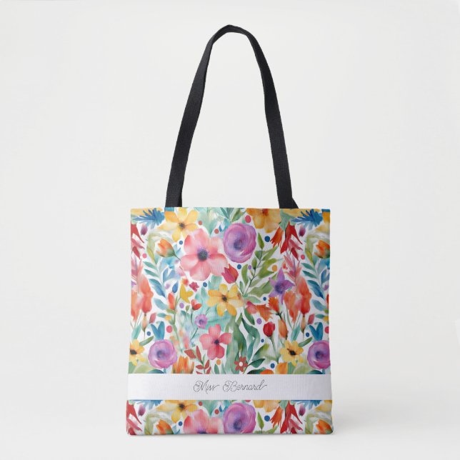 Colourful Wildflowers Blossoms Pattern Tote Bag (Front)