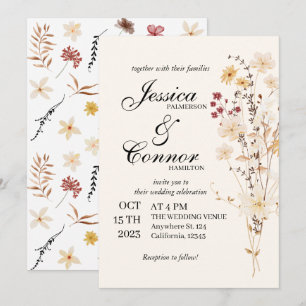 Colourful Wildflowers boho Wedding Invitation