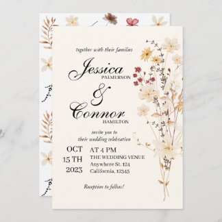 Colourful Wildflowers boho Wedding Invitation