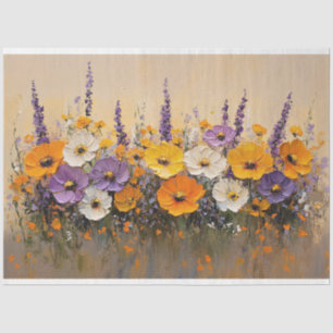 Colourful Wildflowers Bold Fine Art Decoupage Tissue Paper