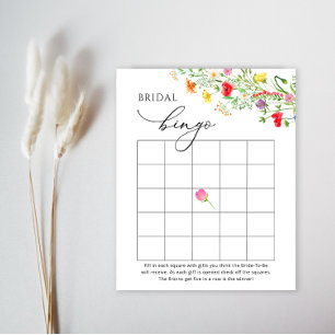 Colourful wildflowers bridal shower bingo game
