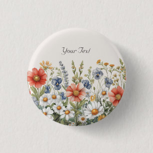 Colourful Wildflowers Button