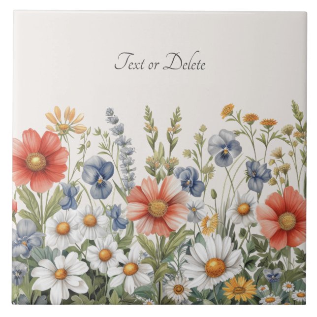 Colourful Wildflowers Ceramic Tile (Front)