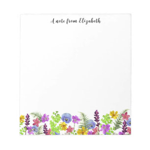 Colourful Wildflowers Cute Custom Name Notepad