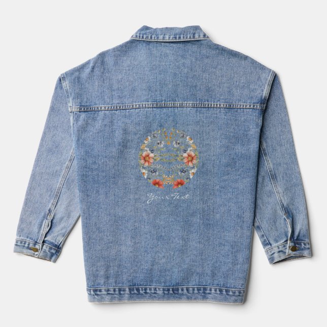 Colourful Wildflowers Denim Jacket (Back)