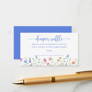 Colourful Wildflowers Diaper Raffle Baby Shower Enclosure Card