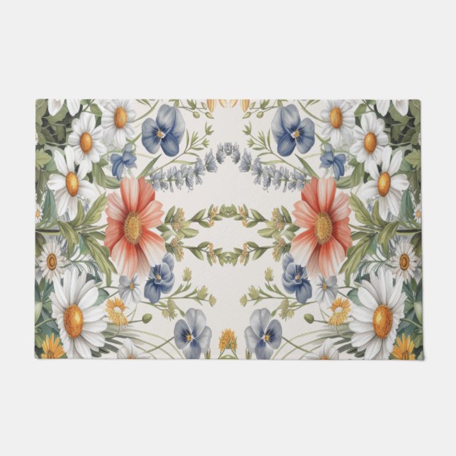 Colourful Wildflowers Doormat (Front)