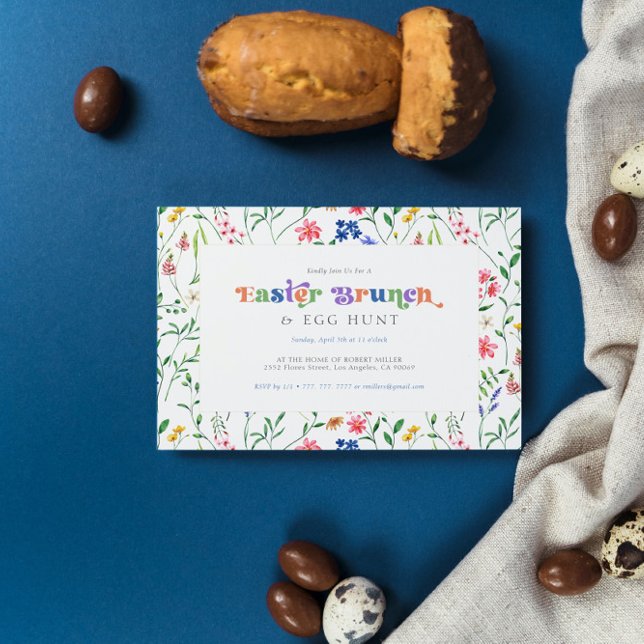 Colourful Wildflowers Easter Brunch & Egg Hunt Invitation (Creator Uploaded)