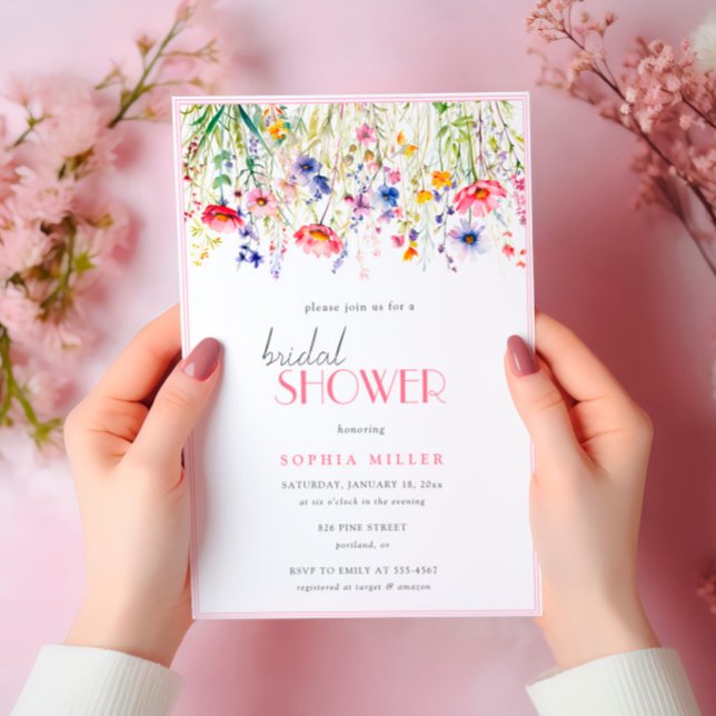 Colourful Wildflowers Elegant Bridal Shower Invitation (Creator Uploaded)