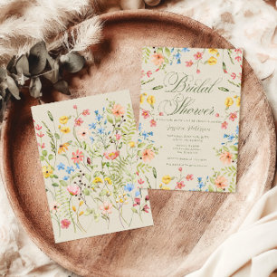 Colourful Wildflowers Elegant Bridal Shower Invitation