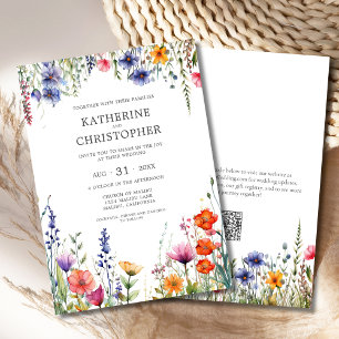 Colourful Wildflowers Elegant Wedding Invitation