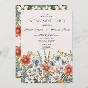 Colourful Wildflowers Engagement Invitation