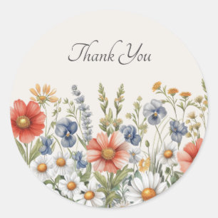 Colourful Wildflowers Envelope Seal Sticker