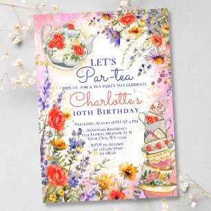 Colourful Wildflowers Floral Par Tea Party Birthda Invitation