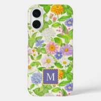 Colourful Wildflowers Floral Pattern Monogram