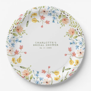 Colourful Wildflowers Garden Bridal Shower Paper Plate