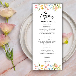 Colourful Wildflowers Garden Wedding Menu