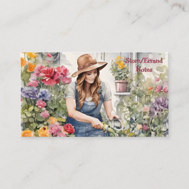 Colourful Wildflowers Gardener Floral Errand Notes Business Card (Front)