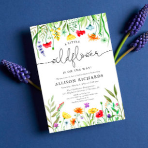Colourful wildflowers gender neutral baby shower invitation