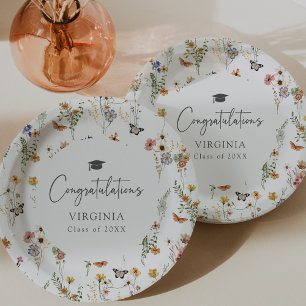 Colourful Wildflowers Graduate Paper Plate