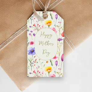 Colourful Wildflowers Green Happy Mother's Day Gift Tags