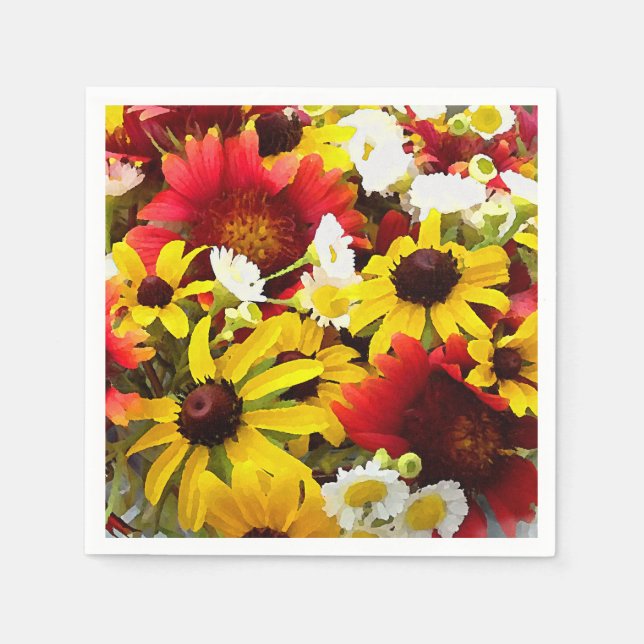 Colourful Wildflowers Impressionist Style Decoupag Napkin (Front)