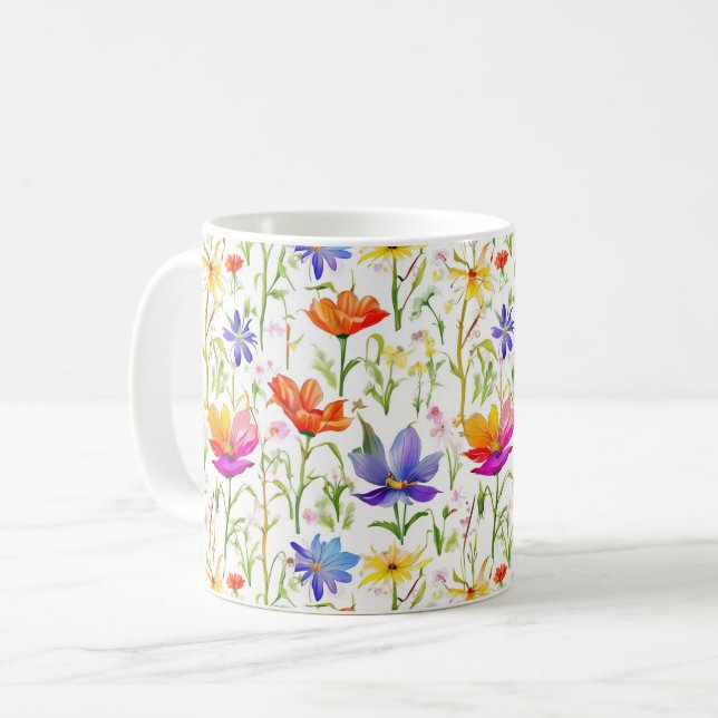 Colourful Wildflowers in a Field Coffee Mug (Front Left)