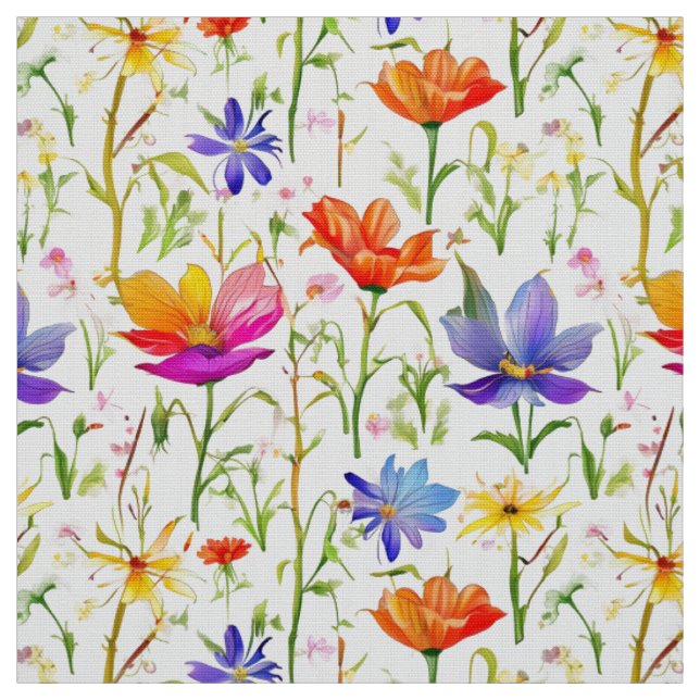 Colourful Wildflowers in a Field Fabric (Swatch)