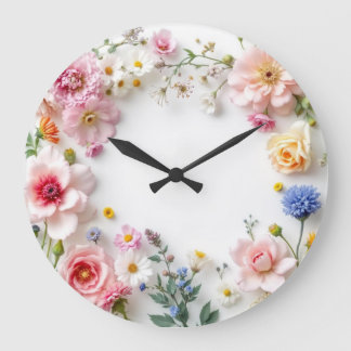 Colourful Wildflowers - Large Clock