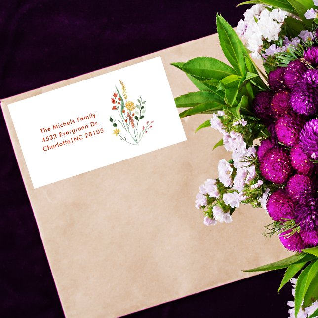 Colourful Wildflowers Modern Typography Address Label (Creator Uploaded)