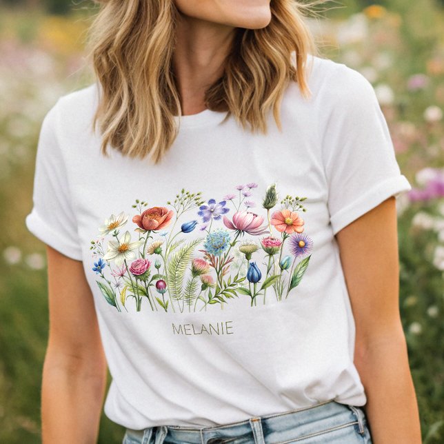  Colourful Wildflowers Monogram T-Shirt (Creator Uploaded)
