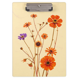 Colourful Wildflowers on a Grunge Background Clipboard