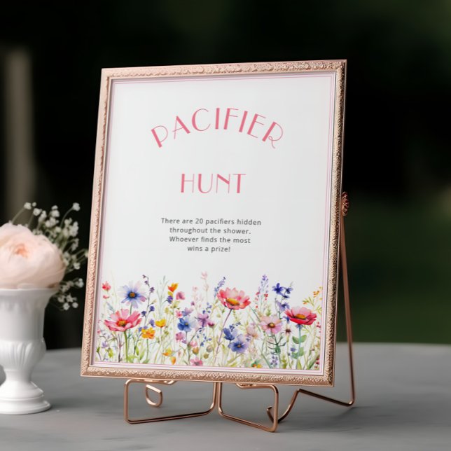 Colourful Wildflowers Pacifier Hunt Baby Shower Poster (Creator Uploaded)