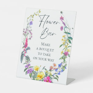 Colourful Wildflowers Party Make Bouquet Flower Ba Pedestal Sign