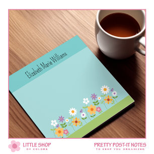 Colourful Wildflowers Personalised Post-it Notes