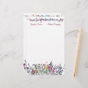 Colourful wildflowers personalised stationery