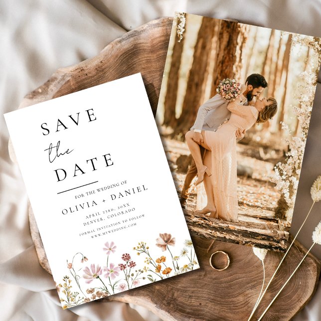 Colourful Wildflowers Photo Boho Save the Date (Creator Uploaded)