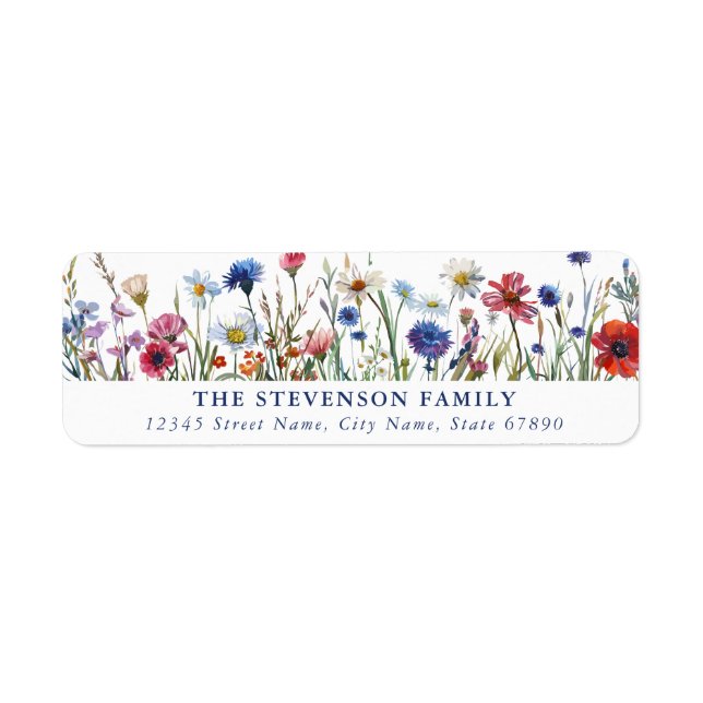 Colourful Wildflowers Return Address Labels (Front)