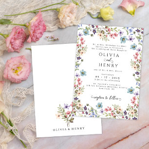 Colourful Wildflowers Rustic Garden Spring Wedding Invitation