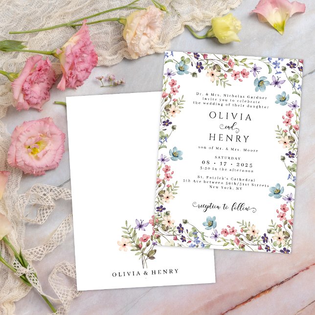 Colourful Wildflowers Rustic Garden Spring Wedding Invitation (Creator Uploaded)