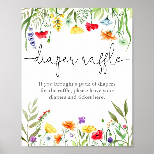 Colourful wildflowers spring Diaper raffle sign (Front)