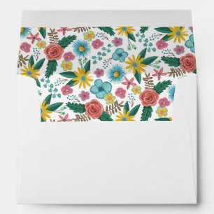 Colourful wildflowers spring florals watercolors envelope