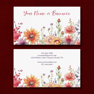 Colourful Wildflowers Vibrant Flower Garden Floral Business Card