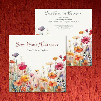 Colourful Wildflowers Vibrant Flower Garden Floral Square Business Card
