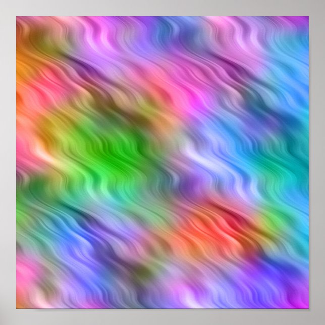 Colourful Wildflowers Wavy Texture Poster (Front)