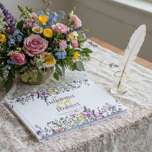 Colourful wildflowers  wedding  guest book