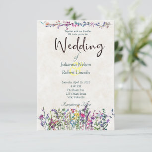 Colourful wildflowers wedding invitation