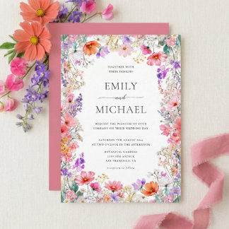 Colourful Wildflowers Wedding Invitation