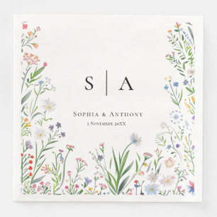 Colourful Wildflowers Wedding Napkins